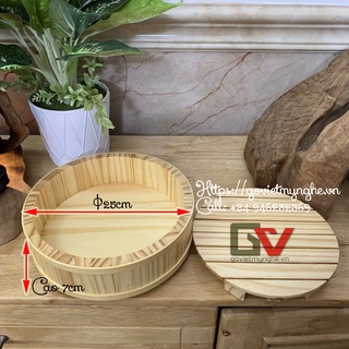 [Φ25cm - Chuẩn Nhật] Khay sushi sashimi gỗ trang trí món ăn sashimi Nhật Bản | hình Tròn Size Φ25cm - Gỗ thông tự nhiên