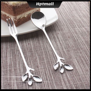 Unique Stainless Steel Leaf Shape Handle Coffee Spoon/Fork Kitchen Tableware