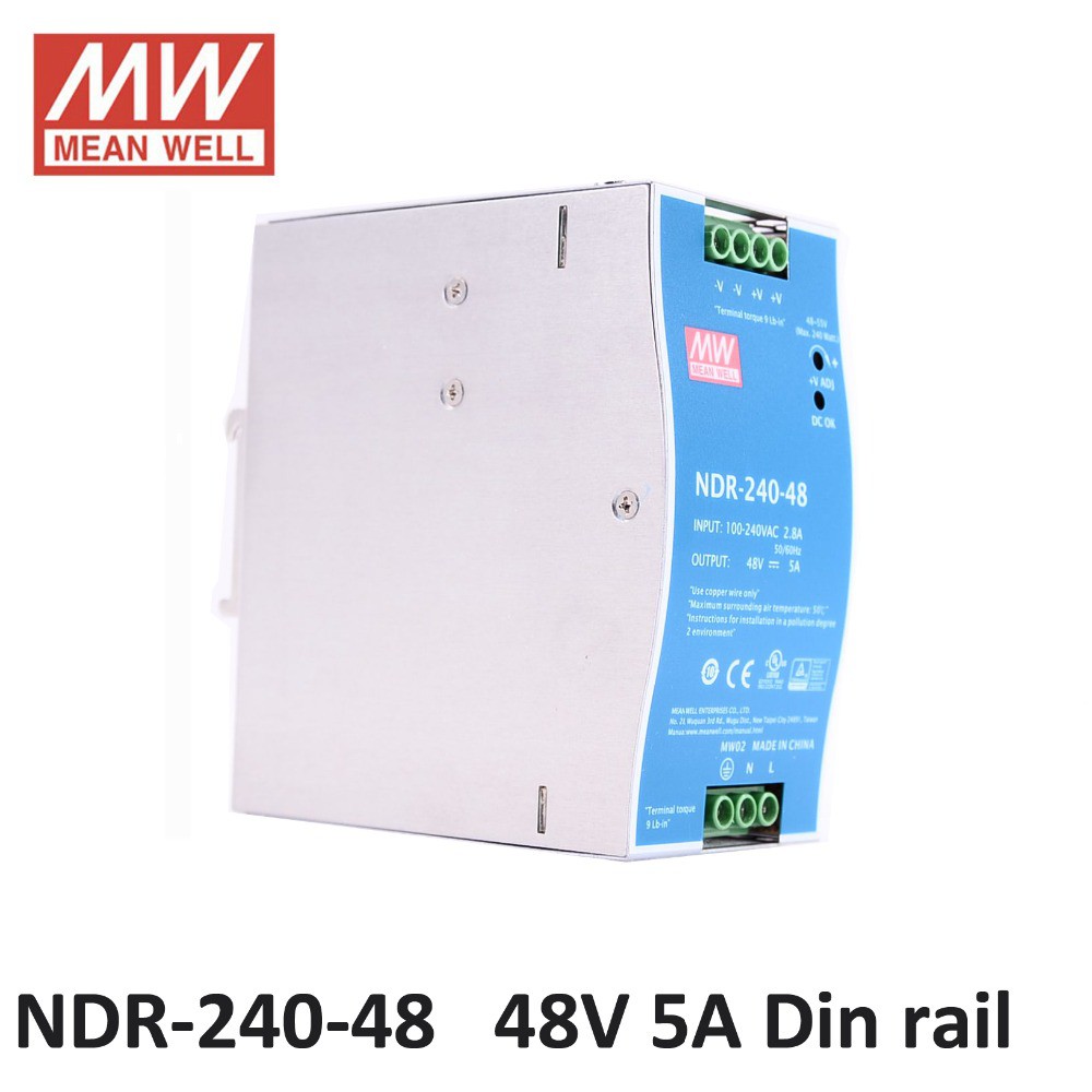 Bộ chuyển đổi nguồn công nghiệp NDR-240-48 AC220V - DC48V 240W 5A gắn thanh DIN Rail - Chính hãng Me
