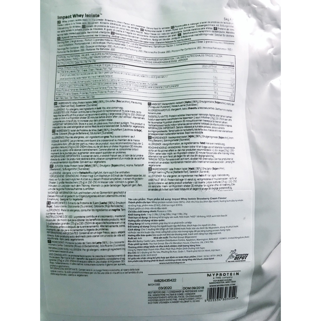 Sữa Tăng Cơ 2Kg ISOLATE My Protein