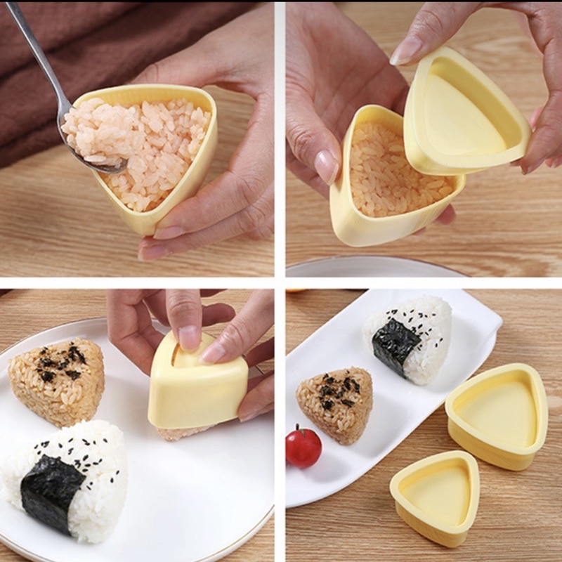 Combo 2 Khuôn làm cơm nắm sushi hình tam giác chống dính to và nhỏ nhựa PP cao cấp