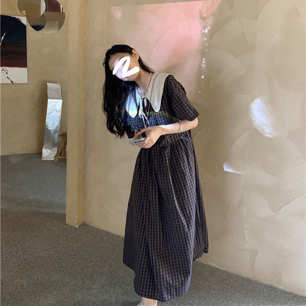 CÓ SẴN Váy/ Đầm suông cổ búp bê bánh bèo họa tiết caro - 3 ẢNH THẬT Ở CUỐI