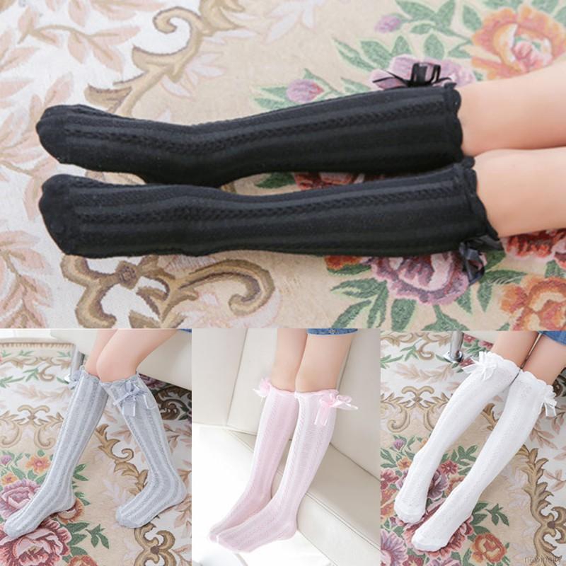 Vớ cotton cao qua gối trang trí nơ xinh xắn dành cho bé gái