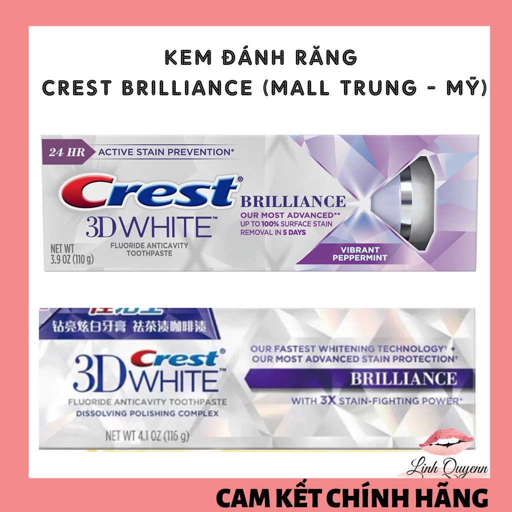 Kem đánh răng Crest 3D White Brilliance (Mall Trung Mỹ) Tẩy trắng răng