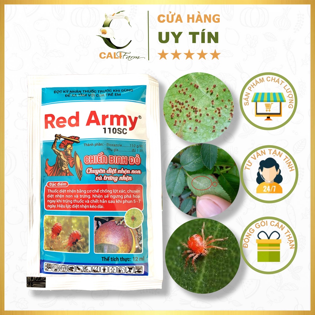 Thuốc diệt nhện Red Army 110SC Chiến Binh Đỏ chuyên diệt nhện non và trứng nhện ( gói 12ml)