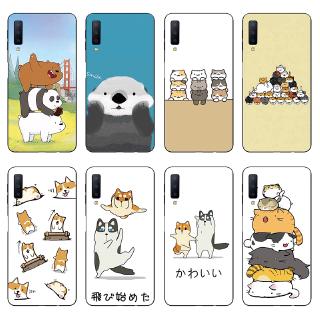 Ốp điện thoại TPU hình mèo và gấu dễ thương cho Samsung Galaxy A7 2018 A750