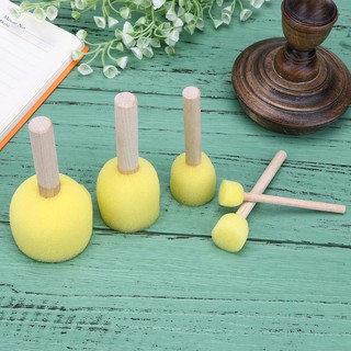 Set 5 cọ vẽ bọt biển cán gỗ cho bé