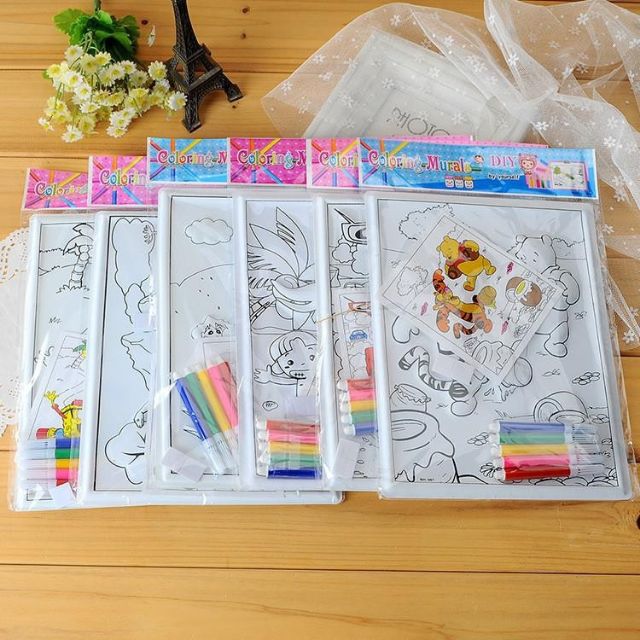 Tranh nhựa 3D tô mầu kèm bút mầu