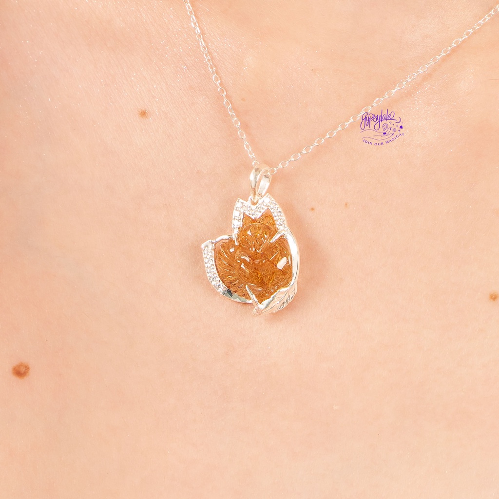 Mặt Dây Chuyền Hồ Ly Đá Thạch Anh Tóc Nâu Đỏ Thiên Nhiên Phong Thuỷ SP003825 Gypsy.lala