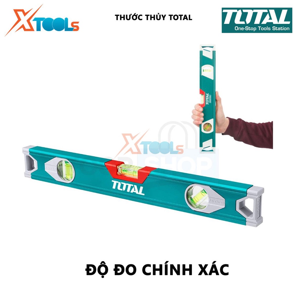 Thước thủy TOTAL | Thước nivo Chiều dài 30 cm, Độ dày thanh nhôm 1mm, Trọng lượng 0.3kg đo góc nghiêng, độ nghiêng, độ d