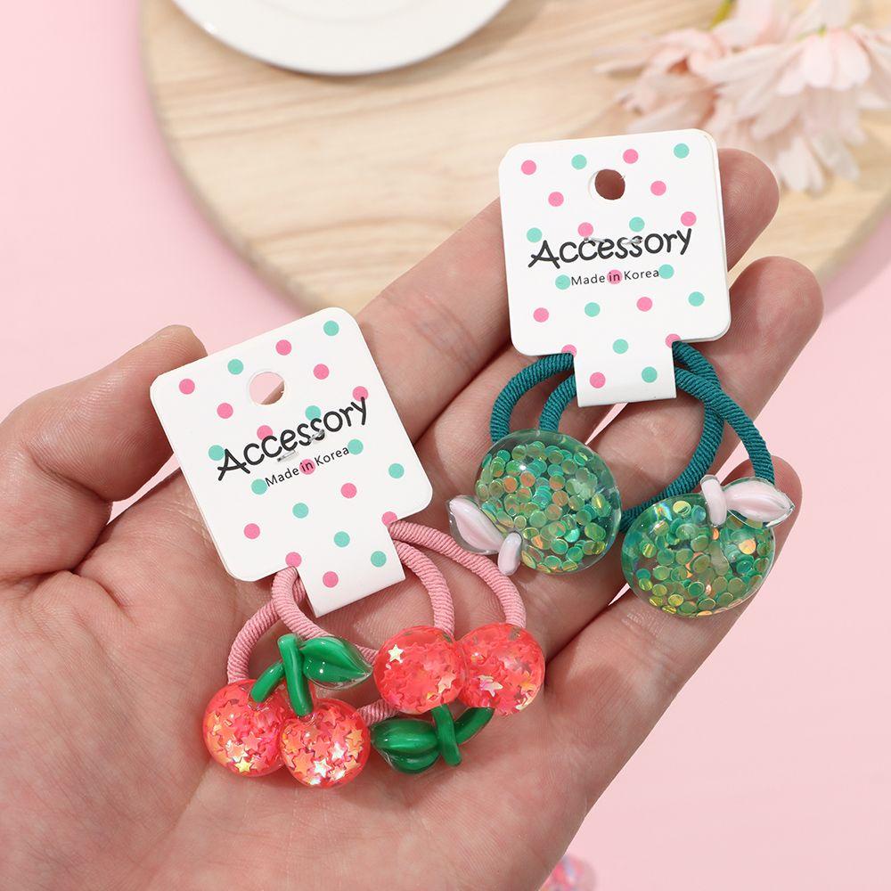 ROSE Set 2 Dây Cột Tóc Co Giãn Đính Hoa Hoạt Hình Dễ Thương Cho Bé Gái