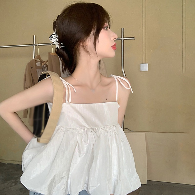Áo Hai Dây Màu Sắc Trơn Phong Cách Hàn Quốc Cho Nữ