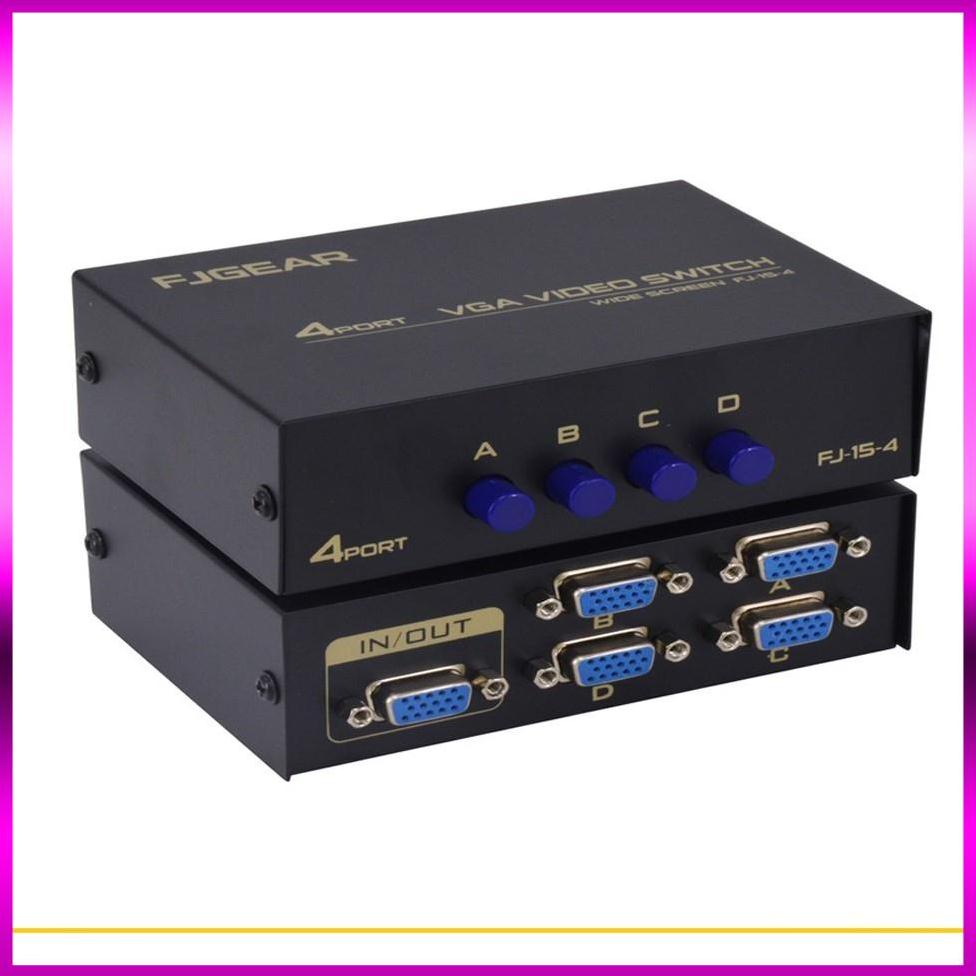 Bộ chia VGA 4 CPU Ra 1 Màn Hình FJGEAR FJ-15-4 (4 Port VGA Video Switch) FJGEAR