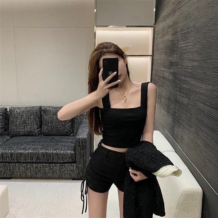 ÁO HAI DÂY CROPTOP BẢN TO, THUN CO GIÃN TỐT giá tận xưởng