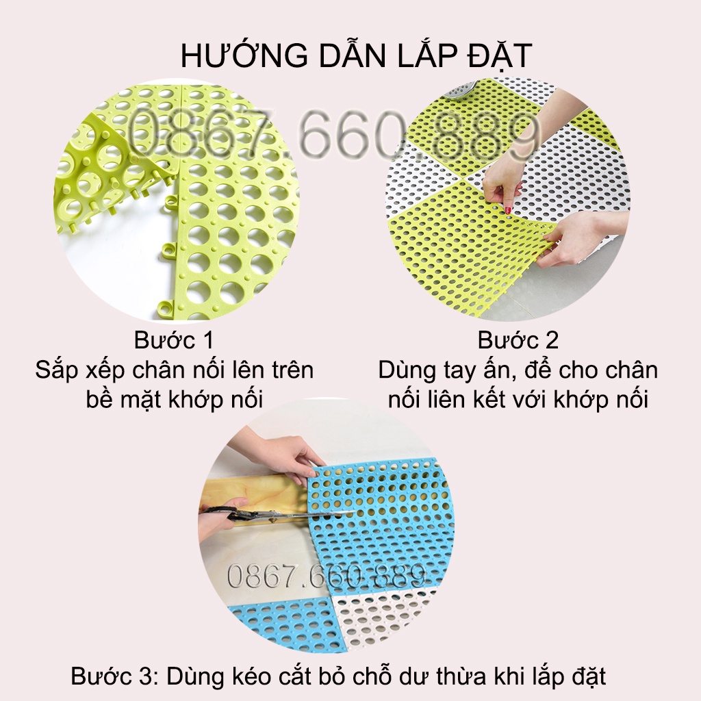 Thảm nhựa chống trơn trượt té ngã trong nhà tắm nhà vệ sinh, hàng chính hãng mềm dẻo