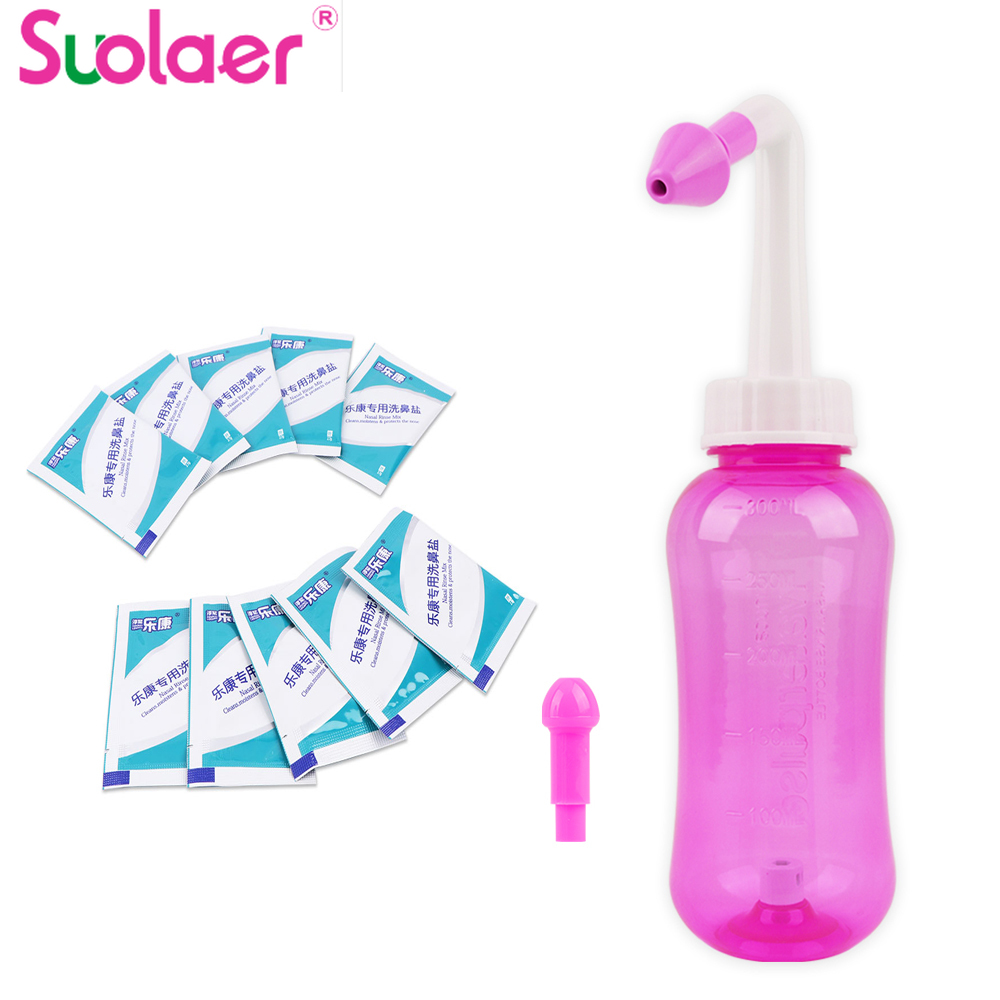 Chai Xịt Rửa Mũi Suolaer Dùng Cho Người Lớn Và Trẻ Em 300/500ml Kèm 10 Gói Muối Chất Lượng Cao