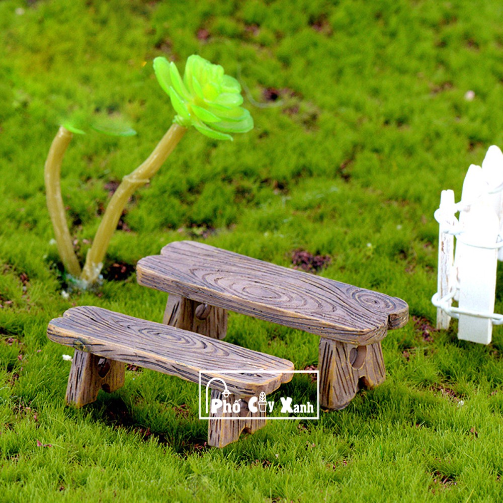 Ghế Gỗ Dài - Mô Hình Trang Trí Tiểu Cảnh, terarium, hồ nước