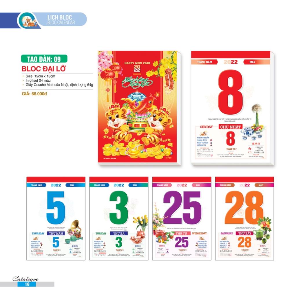 Bloc lịch LỠ - TRUNG- (Không kèm khánh lịch) - mẫu ngẫu nhiên | BigBuy360 - bigbuy360.vn