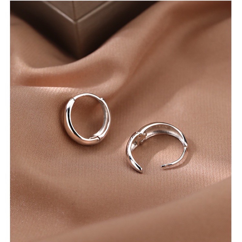 Khuyên tai bạc nữ vòng tròn hình giọt nước, Bông tai bạc Ý 925 mạ vàng DUYSON SILVER (1 chiếc) [KVTTXK7]