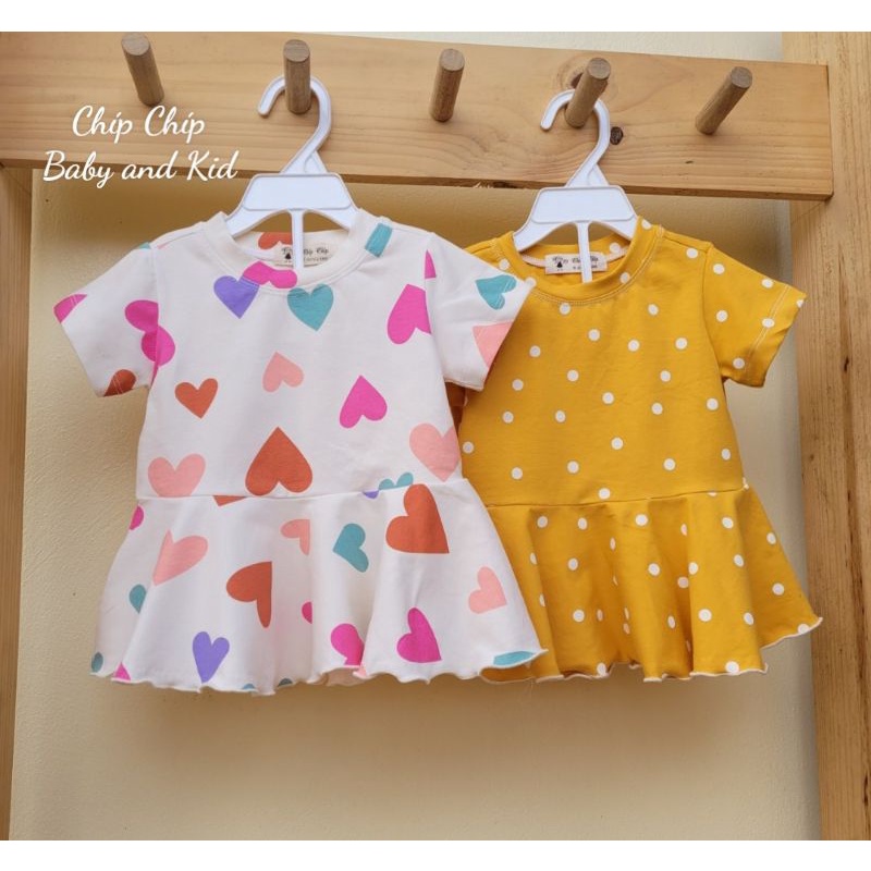 Áo váy,áo cộc tay chất Cotton xuất Dư mềm mát cho bé gái (5_18kg)_Chíp Chíp Shop