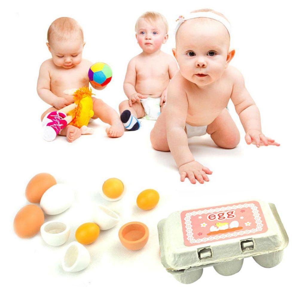 Bộ Đồ Chơi Trứng Giả Bằng Gỗ Không Độc Hại 1 Cái Cho Trẻ Em