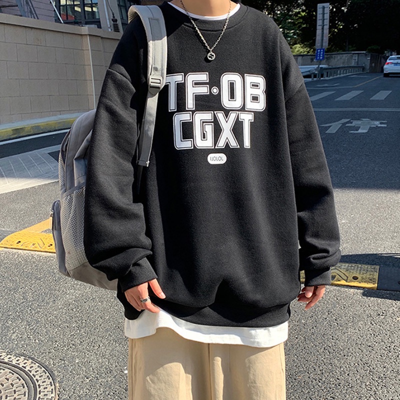 Áo Sweater Cổ Tròn In Chữ Đơn Giản Phong Cách Hàn Quốc Mới Cho Nam Size M-3Xl