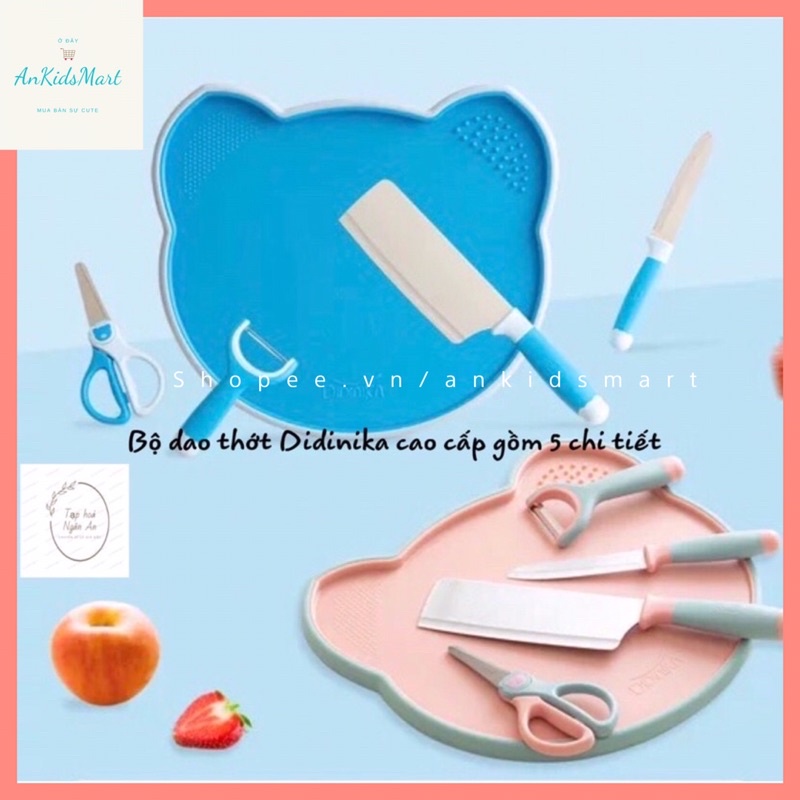 Bộ dao thớt Didinika cao cấp hình con heo gồm 5 chi tiết