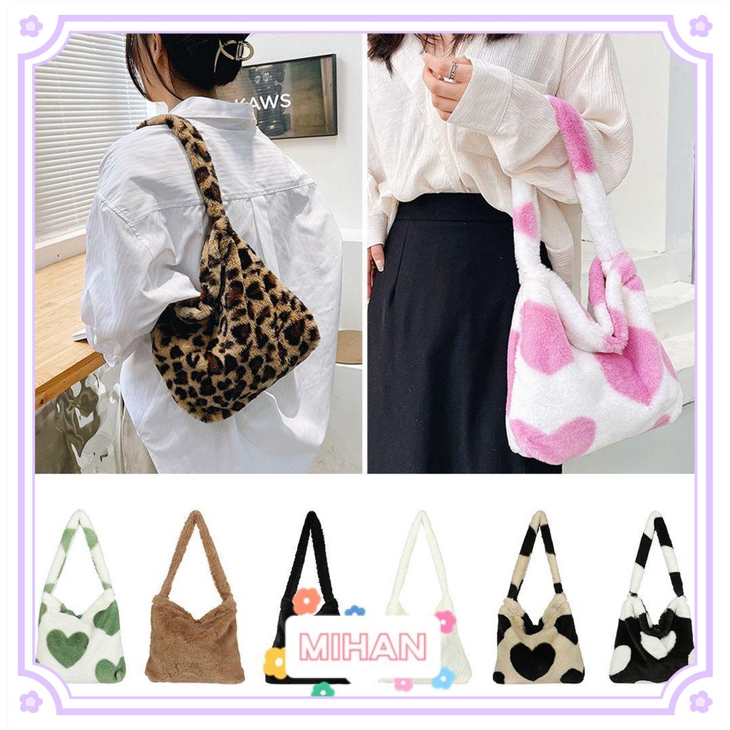 Túi xách đeo vai vải lông hợp xu hướng thời trang dành cho nữ