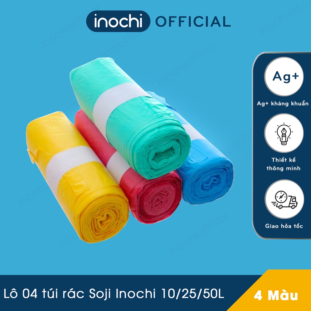 Lô 4 cuộn 76 túi rác y tế tự hủy Inochi tiện dụng 50L (nhiều màu) - Túi rác không mùi