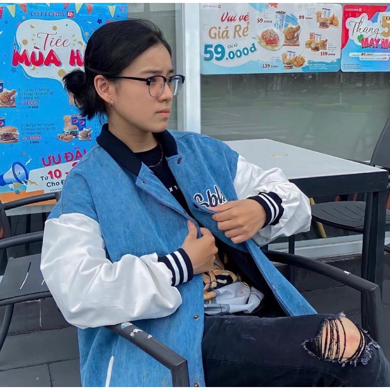 [Mã 152FASHIONSALE giảm 12% đơn 99K] Áo bomber nhung xanh thêu chữ