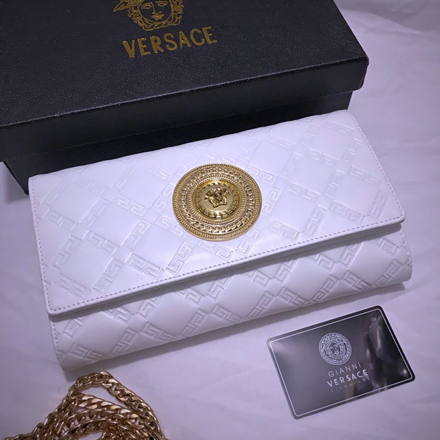 Túi cầm tay nữ clutch  khoá vàng da thật dập vân logo hàng cao cấp fullbox có hộp