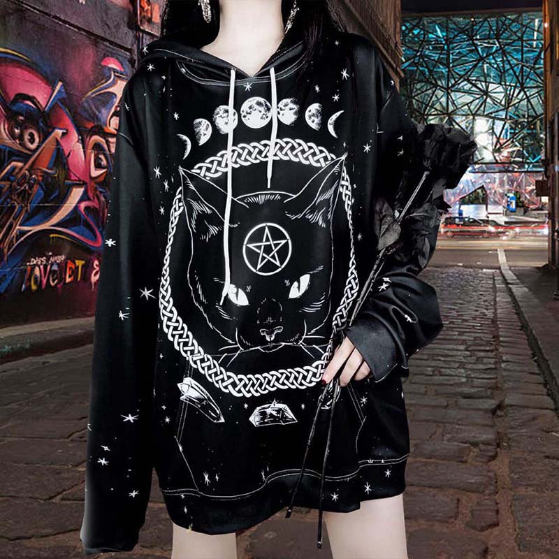 Áo khoác hoodie chui đầu phong cách gothic cá tính thời trang