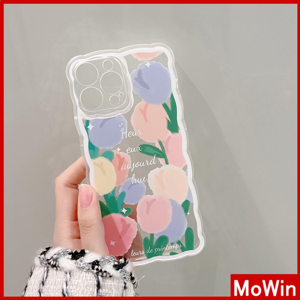 Ốp điện thoại silicon mềm trong suốt hoa tulip chống sốc thích hợp cho iPhone 13 ProMax /12 ProMax /11 /7 Plus