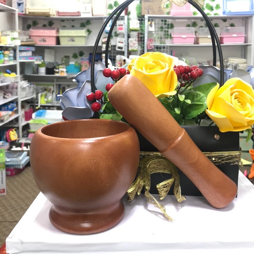 [Đồ Nhà Bếp] Bộ chày giã cối gỗ cao cấp Bộ chày cối gỗ hình lu tiện dụng trong nhà bếp