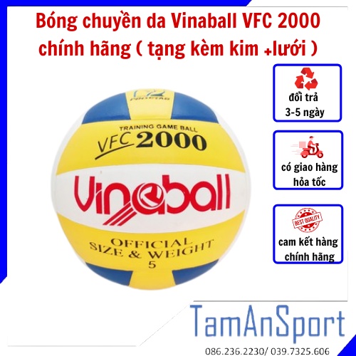 Bóng chuyền da Vinaball VFC 2000 size 5 chính hãng ( tặng kèm kim +lưới ) banh luyện tập và chuẩn thi đấu- Tâm An Sports