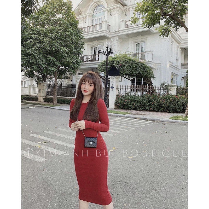 VNU0022 - VÁY BODY NHUNG TĂM TRƠN CỔ TRÒN | BigBuy360 - bigbuy360.vn