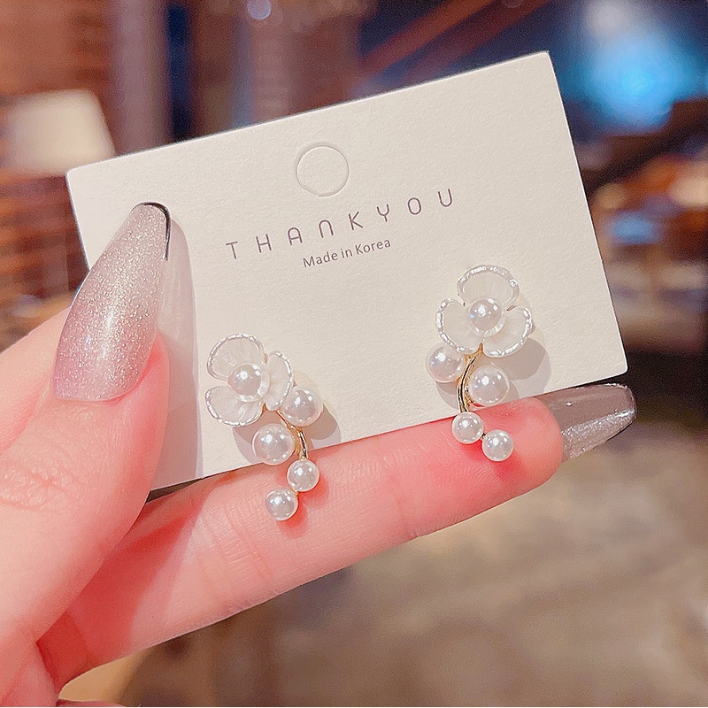 Bông tai nữ hoa ngọc trai thời trang hàn quốc
