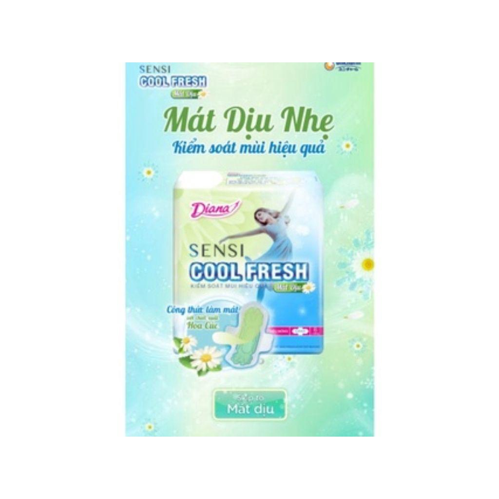 Băng vệ sinh Diana Sensi Cool Fresh mát dịu siêu mỏng có cánh - Gói 8 miếng