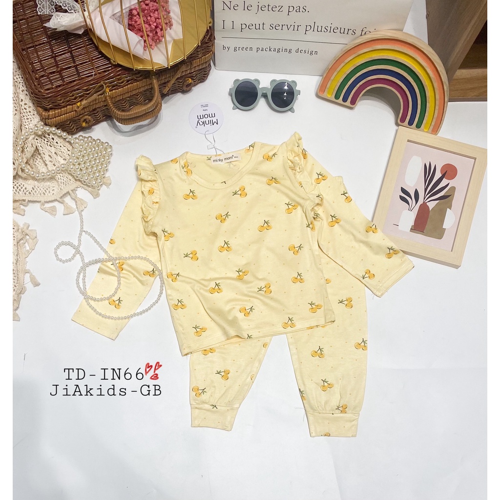 Bộ Dài Tay THUN LẠNH MINKY MOM In Hình Toàn Thân Cánh Tiên Dễ Thương Bé Gái TD-IN66