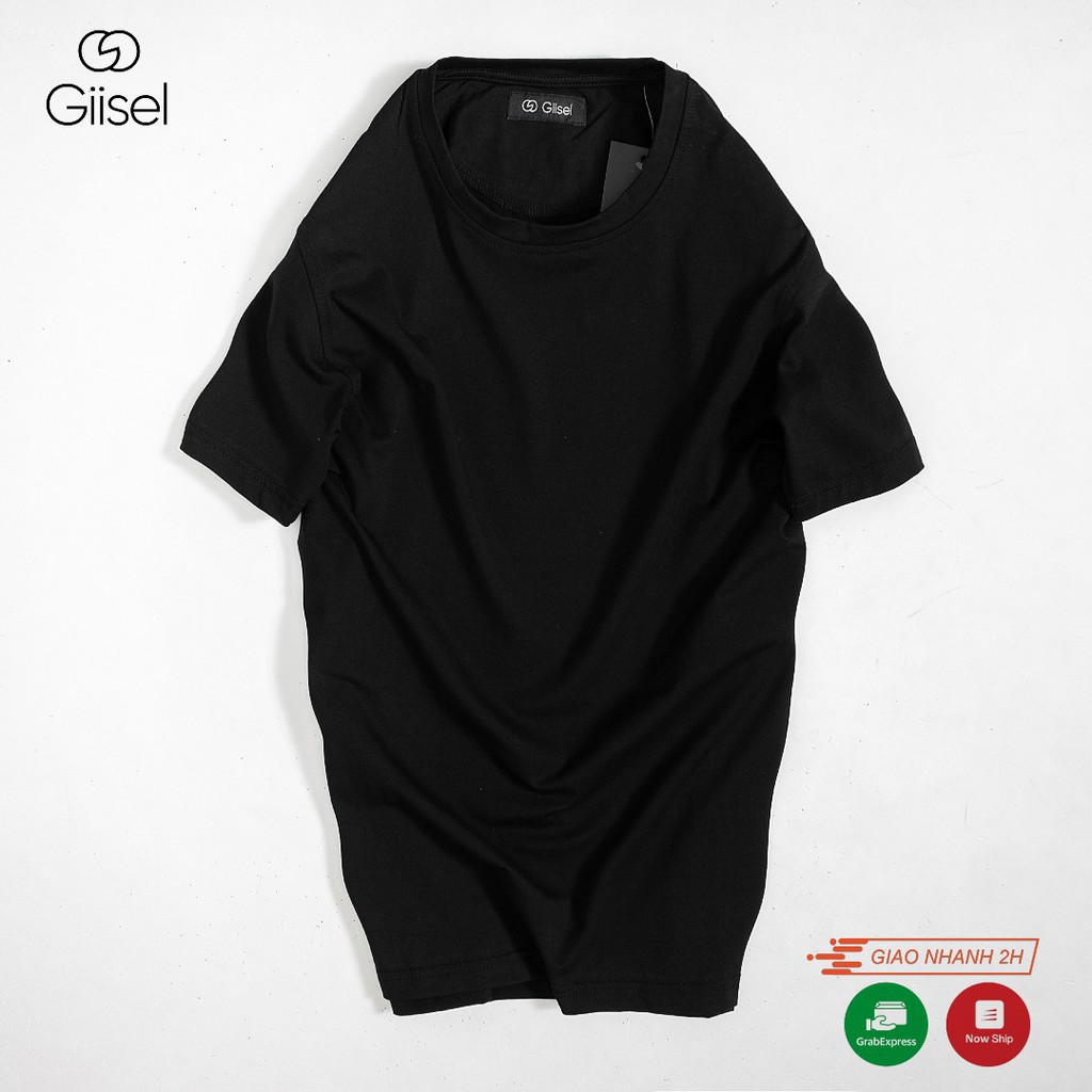 Áo phông thun nam nữ unisex cổ tròn cotton 1 màu trơn Giisel : trắng - đen - xanh