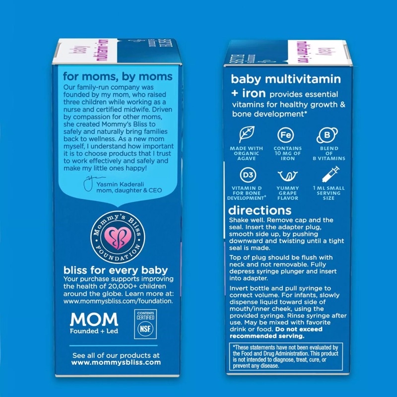 Siro bổ sung Vitamin tổng hợp + Sắt giúp tăng đề kháng cho bé Mommy’s Bliss - Mỹ