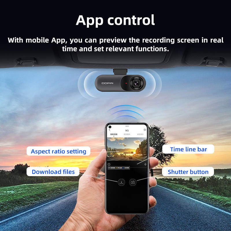 Phiên bản toàn cầu camera hành trình ô tô DDPAI Dash Cam mola N3