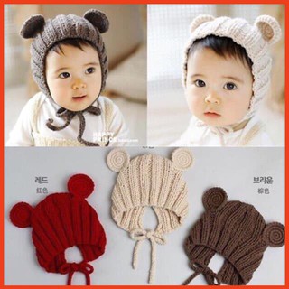 MŨ LEN TAI GẤU CÓ QUAI ĐEO[ GIÁ CHUẨN SHOPEE ]shopmebee