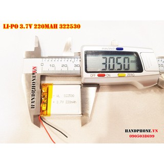 Pin Li-Po 3.7V 322530 220mAh (Lithium Polyme) cho Camera hành trình, định vị GPS, đồng hồ thông minh, tai nghe Bluetooth