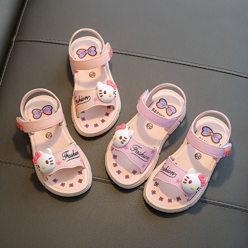 Xăng đan Đế Mềm Chống Trượt Thoáng Khí Họa Tiết Hello Kitty Dễ Thương Cho Bé Gái