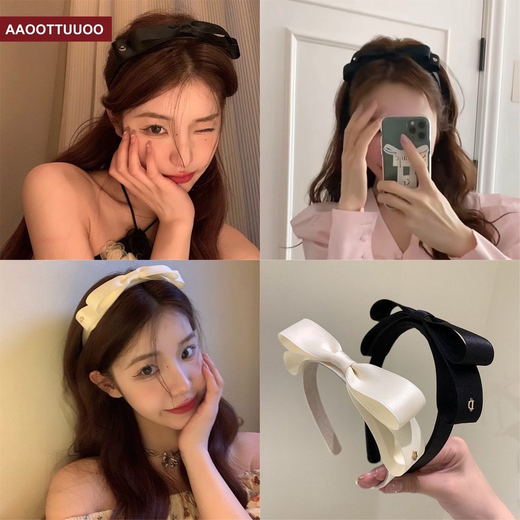 Băng Đô Nơ Cài Tóc Màu Trắng Đen