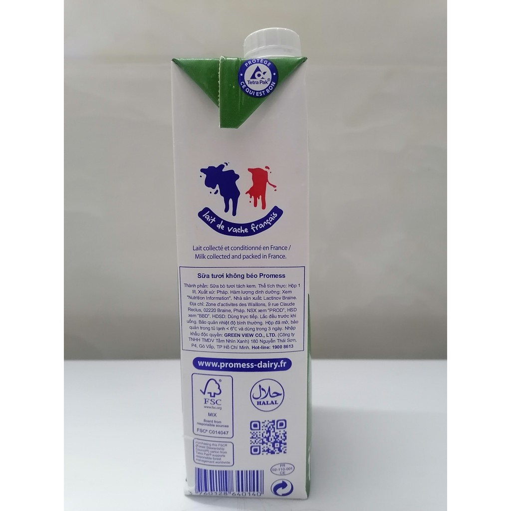 PROMESS  SỮA TƯƠI TIỆT TRÙNG KHÔNG BÉO  UHT Skimmed Milk