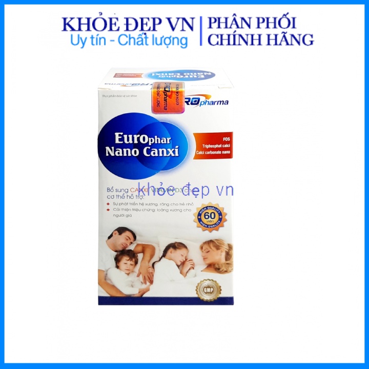 Viên uống Nano Canxi Vitamin K2 D3 bổ sung canxi, hỗ trợ phát triển xương và chống loãng xương – Hộp 60 viên