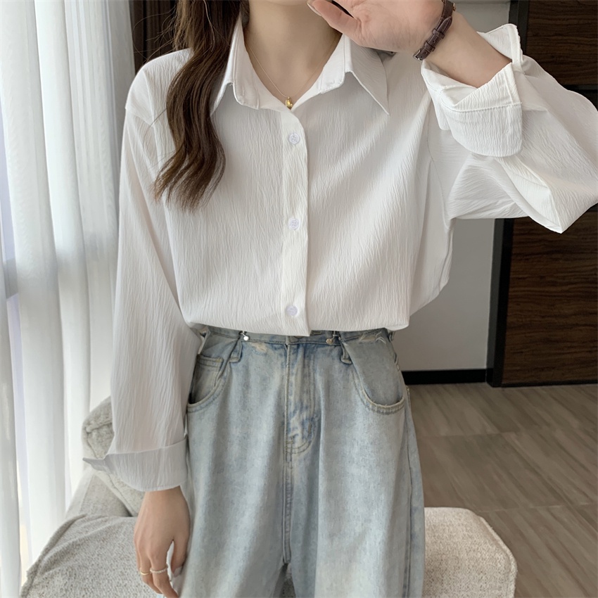 Áo Sơ Mi Trắng Tay Dài Phong Cách Pháp Thời Trang Mùa Xuân Cho Nữ