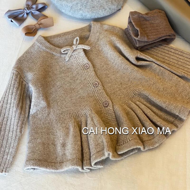 Áo Khoác Cardigan Dệt Kim Thiết Kế Mới Thời Trang Mùa Thu Theo Phong Cách Hàn Quốc Cho Bé Gái